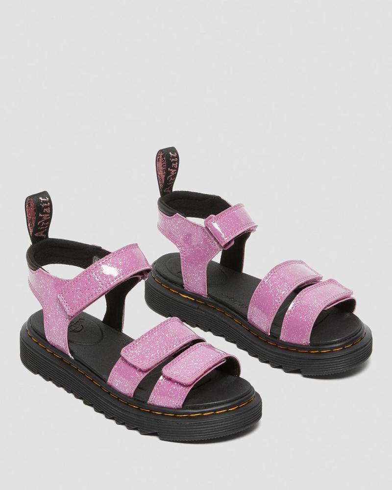 Kids' Dr Martens Junior Klaire Glitter Sandals Pink | AU 717BEX